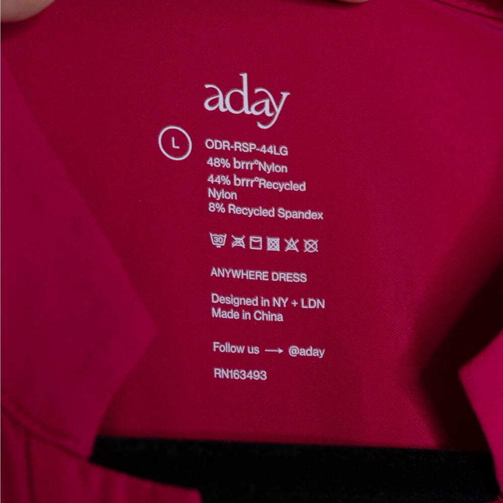 Aday Anywhere Dress Raspberry Magenta Shirt Shift Tunic Travel Pockets SZ L - Picture 6 of 6